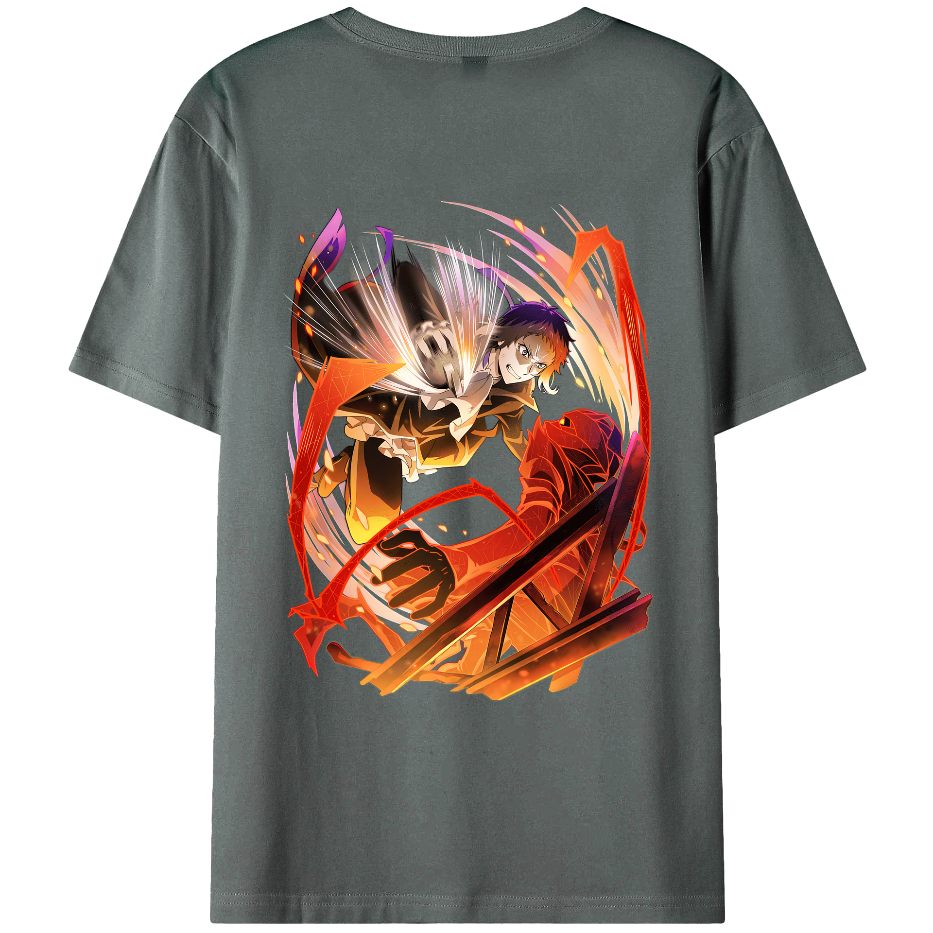 （画像用） 文豪ストレイドッグス Bungo Stray Dogs 綿100％ メンズ半袖Tシャツ（バックプリント） 通気性